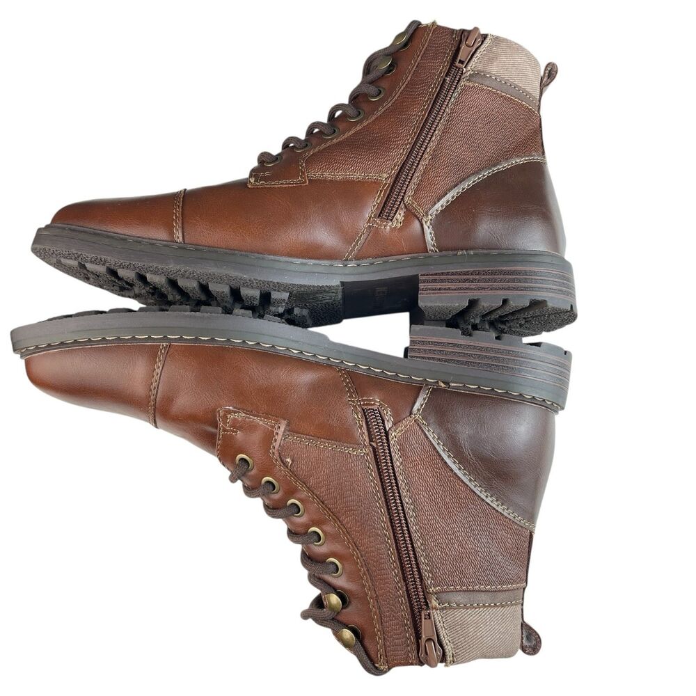 Madden Men’s Combat Ankle Boots US 8.5 EU 41.5 Brown Faux Leather Lace Up - Picture 7 of 12